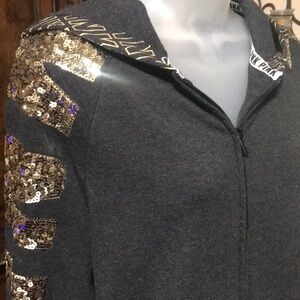 Victoria's Secret Black and Gold Sequin Hoodie